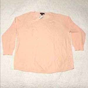 J Crew Pink Wool Baseball Sweater sz L XL NWT